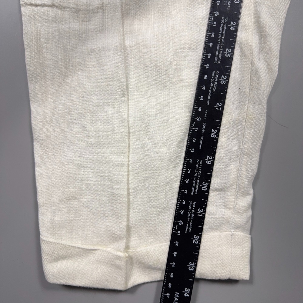 Polo Ralph Lauren Pleated Pants Trousers Mens Size 42 100% Linen White Old Money - Picture 9 of 11